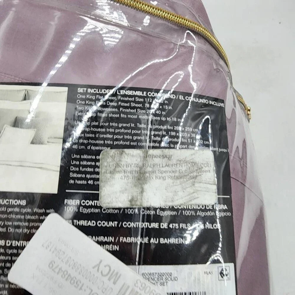 Lauren Ralph Lauren Spencer Solid Sateen 4 pcs Sheet Set King Deep Lavender